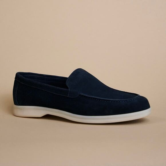 Clorinda Antinori Edoardo Sirena Suede Loafers Size 41 or 9 Navy Blue Italy - Picture 1 of 12